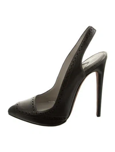 Pre-owned Tom Ford Leather Tassel Accents Slingback Pumps In Green