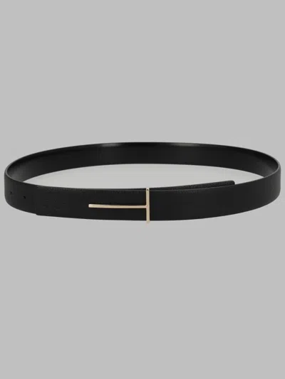 Tom Ford Leather T-buckle Belt In Black