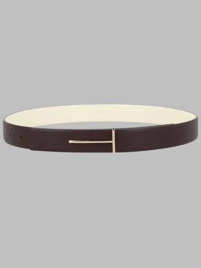 Tom Ford Leather T-buckle Belt In Brown