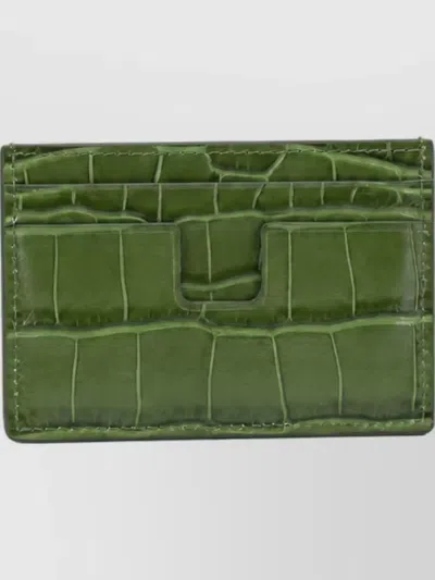 Tom Ford Leather Tejus T Line Card Holder In Blue