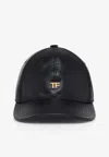 Tom Ford Tf Leather Baseball Cap In Black
