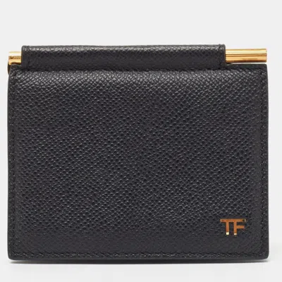 Tom Ford Leather Tf Logo Money Clip In Black