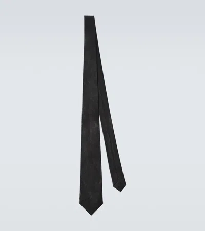 Tom Ford Leather Tie In Black