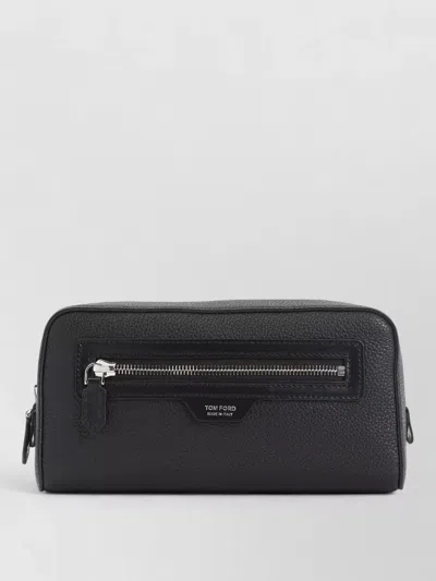 Tom Ford Textured Leather Wallet Cardholder Zip Pocket In Black