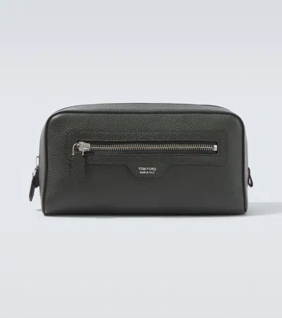 Tom Ford Textured Leather Wallet Cardholder Zip Pocket In Black