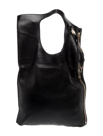 Pre-owned Tom Ford Leather Top Handle Bag In Black