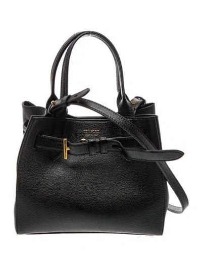 Pre-owned Tom Ford Leather Top Handle Bag In Black