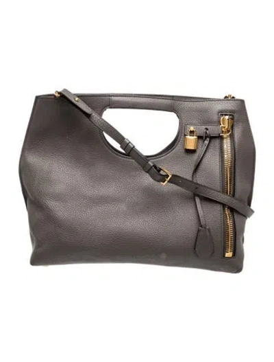 Pre-owned Tom Ford Leather Top Handle Bag In Grey