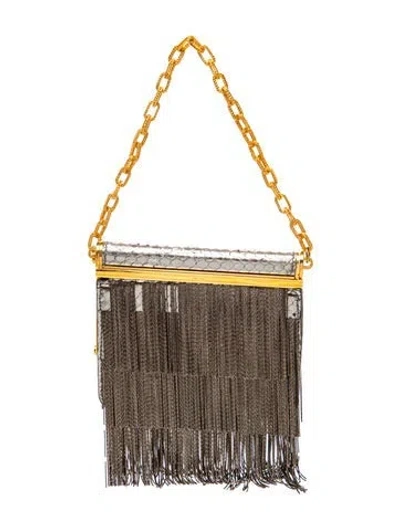 Pre-owned Tom Ford Leather Top Handle Bag In Silver