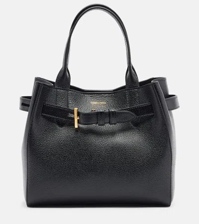 Tom Ford Leather Tote Bag In Black
