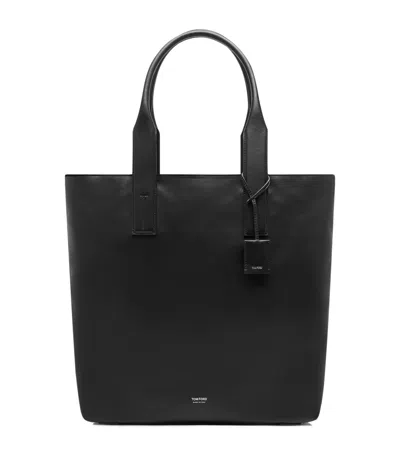 Tom Ford Leather Tote Bag In Black
