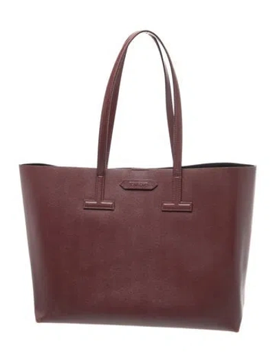 Pre-owned Tom Ford Leather Tote In Burgundy