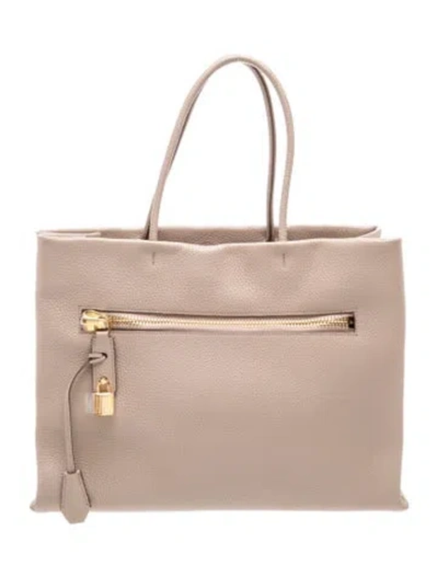 Pre-owned Tom Ford Leather Tote In Neutrals