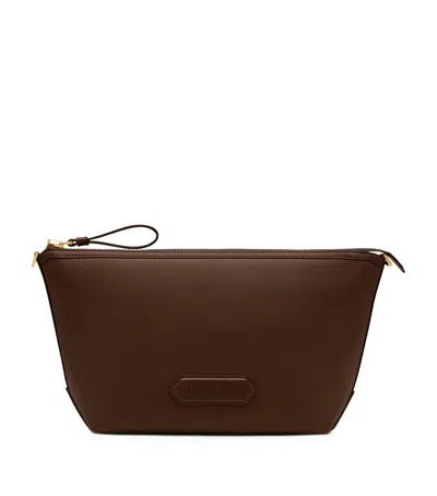 Tom Ford Leather Trapezoid Messenger Bag In Brown