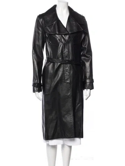 Pre-owned Tom Ford Leather Trench Coat In Black