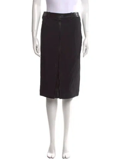 Pre-owned Tom Ford Leather Trim Embellishment Knee-length Skirt In Black