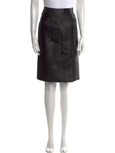 Pre-owned Tom Ford Leather Trim Embellishment Knee-length Skirt In Black