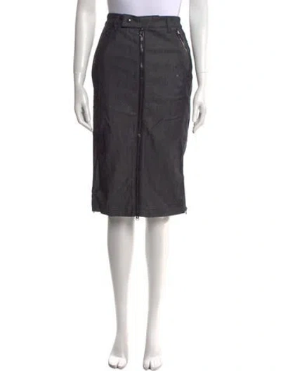 Pre-owned Tom Ford Leather Trim Embellishment Knee-length Skirt In Blue