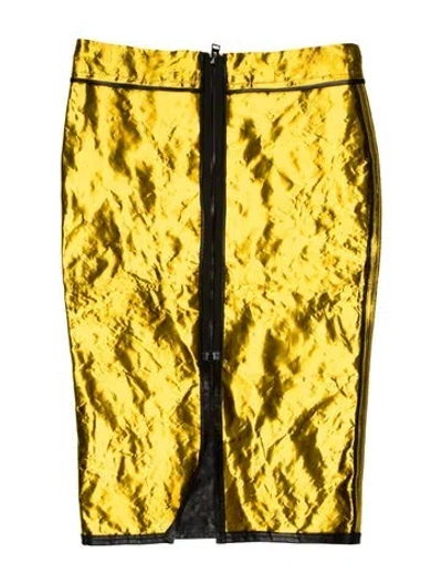 Pre-owned Tom Ford Leather Trim Embellishment Knee-length Skirt In Multi