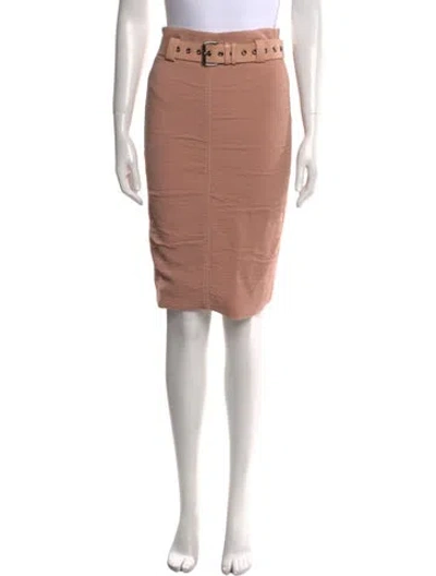 Pre-owned Tom Ford Leather Trim Embellishment Knee-length Skirt In Neutral