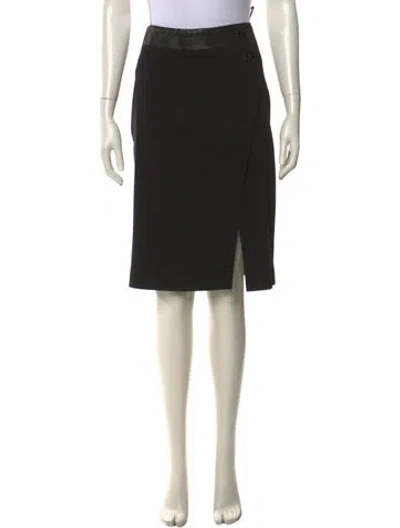 Pre-owned Tom Ford Leather Trim Embellishment Knee-length Skirt W/ Tags In Black