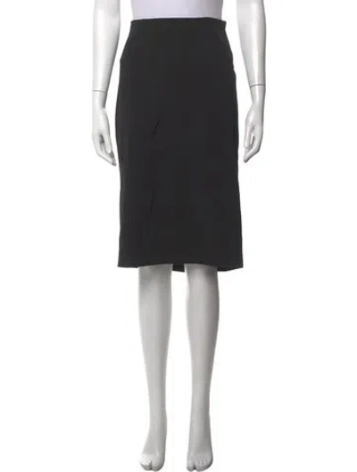 Pre-owned Tom Ford Leather Trim Embellishment Midi Length Skirt In Black
