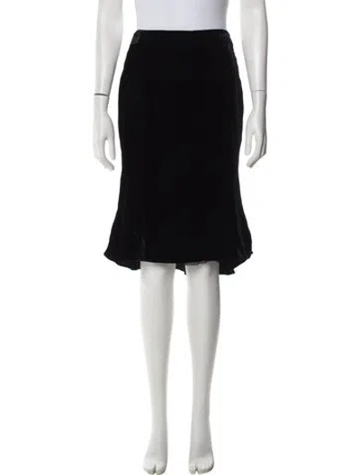 Pre-owned Tom Ford Leather Trim Embellishment Midi Length Skirt In Black