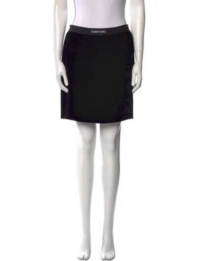 Pre-owned Tom Ford Leather Trim Embellishment Mini Skirt In Black
