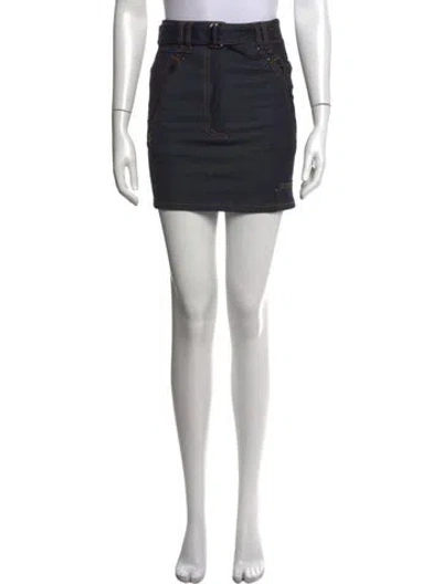 Pre-owned Tom Ford Leather Trim Embellishment Mini Skirt In Black
