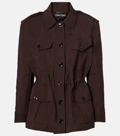 TOM FORD LEATHER-TRIMMED FIELD JACKET