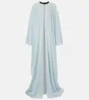 Tom Ford Leather-trimmed Silk Kaftan In Blue