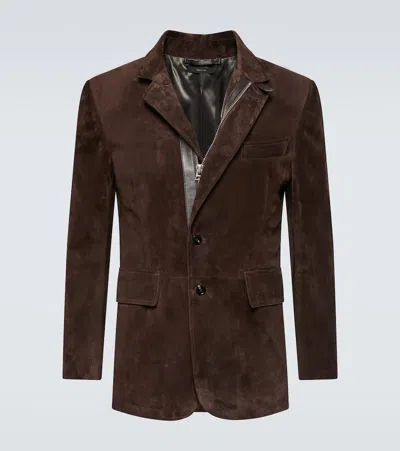 Tom Ford Suede Blazer In Brown