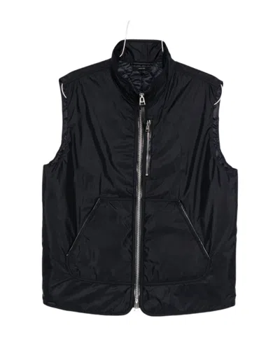 TOM FORD LEATHER-TRIMMED ZIP-FRONT VEST