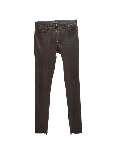 Pre-owned Tom Ford Leather Trousers In Brown