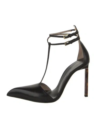 Pre-owned Tom Ford Leather T-strap Pumps In Black