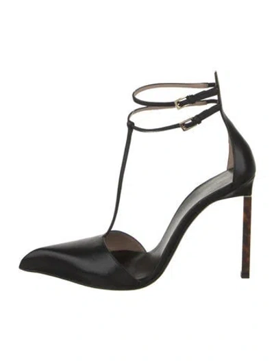Pre-owned Tom Ford Leather T-strap Pumps In Black