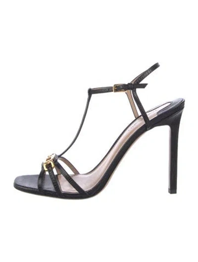 Pre-owned Tom Ford Leather T-strap Sandals In Black
