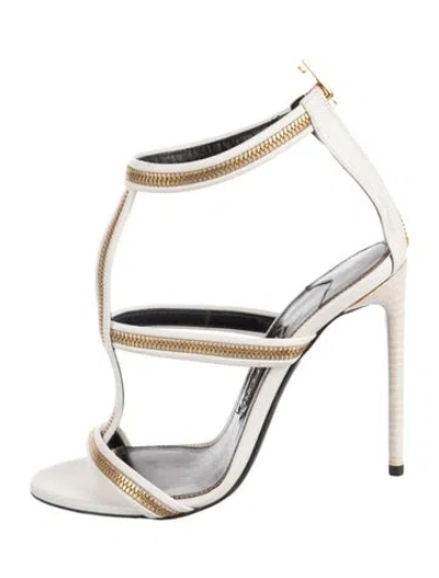 Pre-owned Tom Ford Leather T-strap Sandals In White