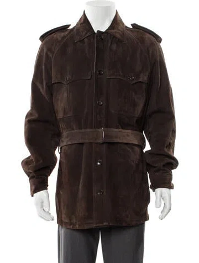Pre-owned Tom Ford Leather Utility Jacket In Brown