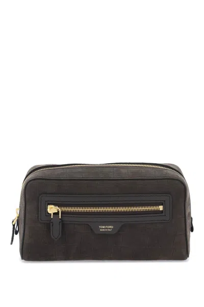 Tom Ford Leather Vanity Case In Fango (brown)