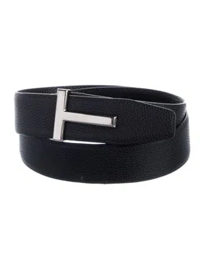 Pre-owned Tom Ford Leather Waist Belt In Black