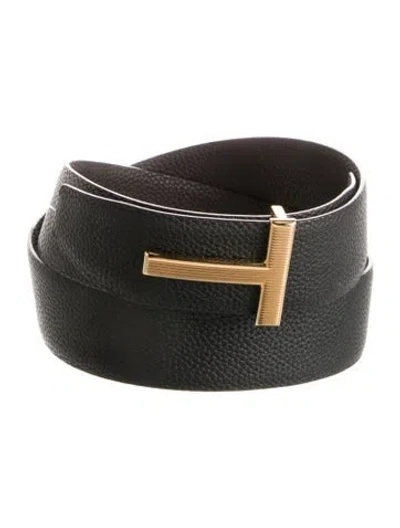 Pre-owned Tom Ford Leather Waist Belt In Black