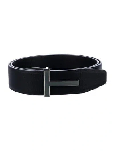 Pre-owned Tom Ford Leather Waist Belt In Black
