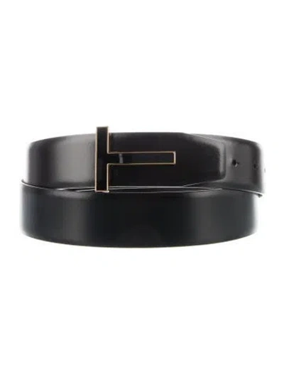 Pre-owned Tom Ford Leather Waist Belt In Black