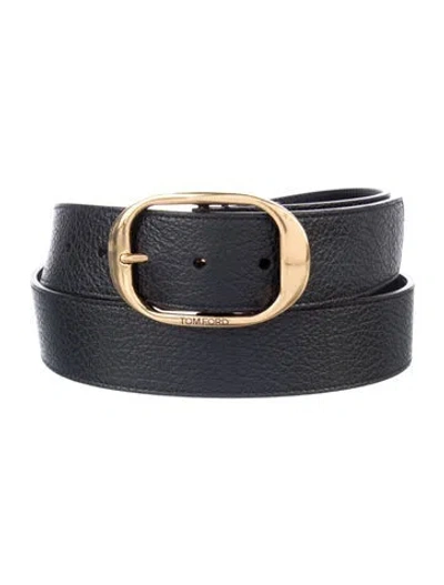 Pre-owned Tom Ford Leather Waist Belt In Black