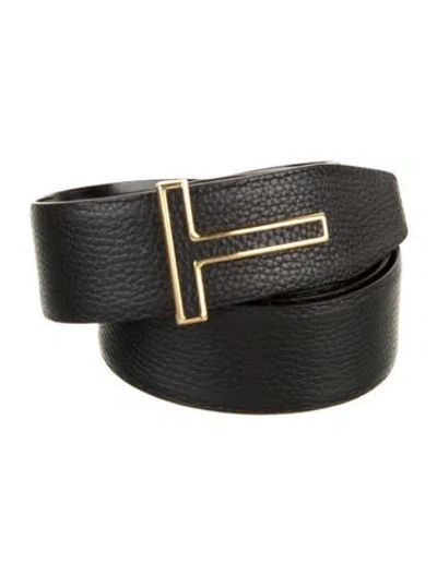 Pre-owned Tom Ford Leather Waist Belt In Black