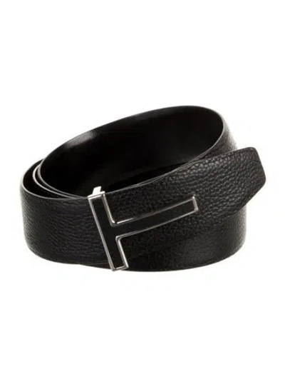 Pre-owned Tom Ford Leather Waist Belt In Black