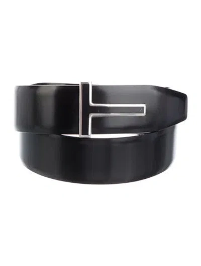 Pre-owned Tom Ford Leather Waist Belt In Black