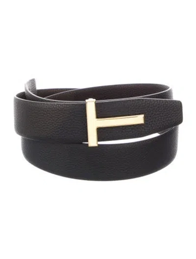 Pre-owned Tom Ford Leather Waist Belt In Black