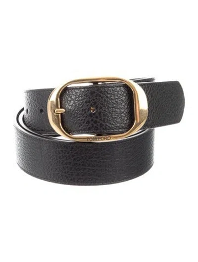 Pre-owned Tom Ford Leather Waist Belt In Black